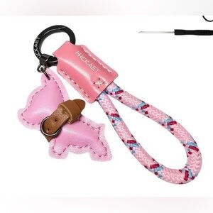 NEW Pink Dog Faux Leather Keychain